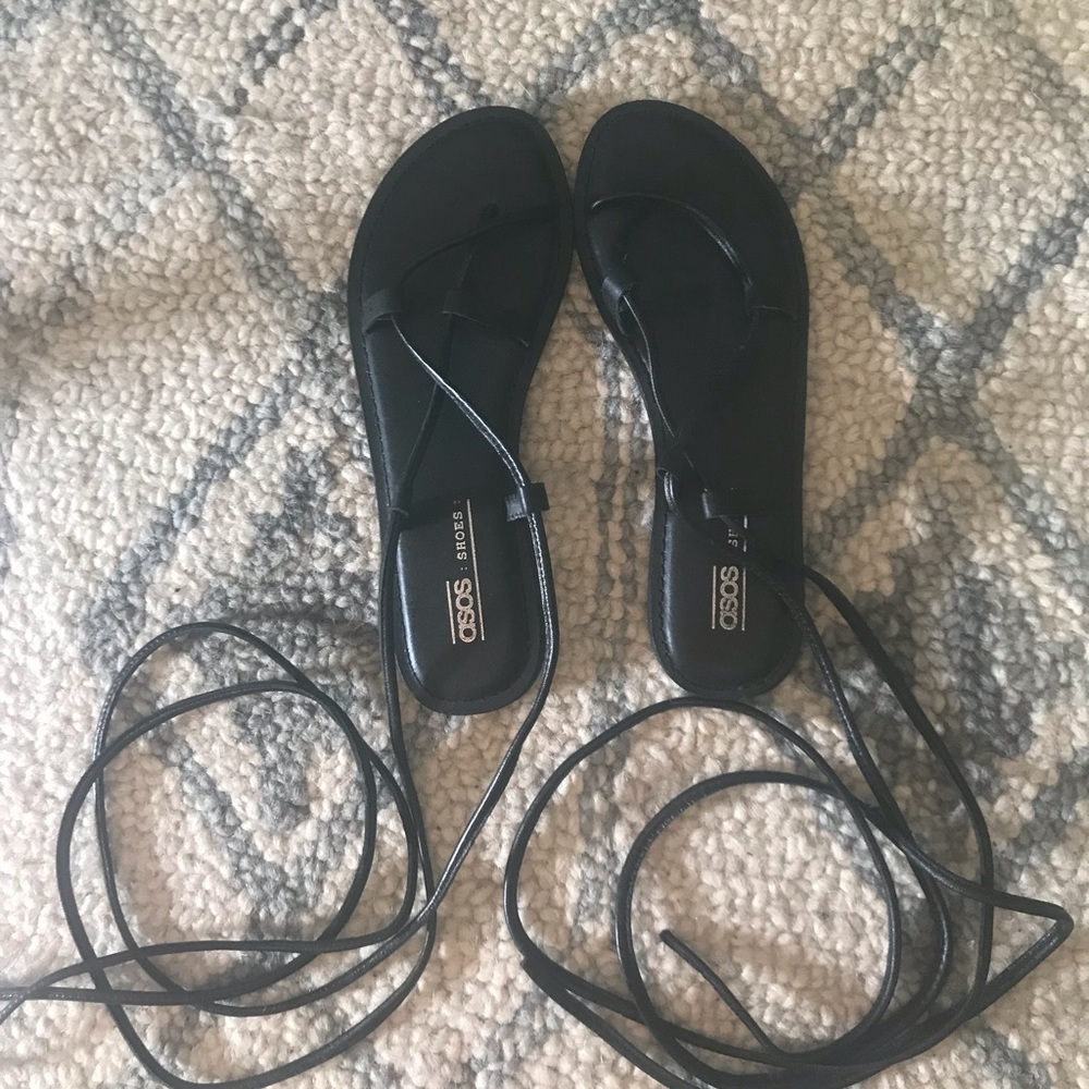 ASOS tie up flat sandals Size 7.5